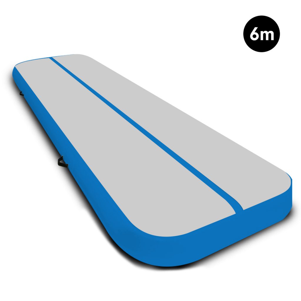 6m x 2m Air Track Tumbling Mat Gymnastics Exercise Grey Blue ...