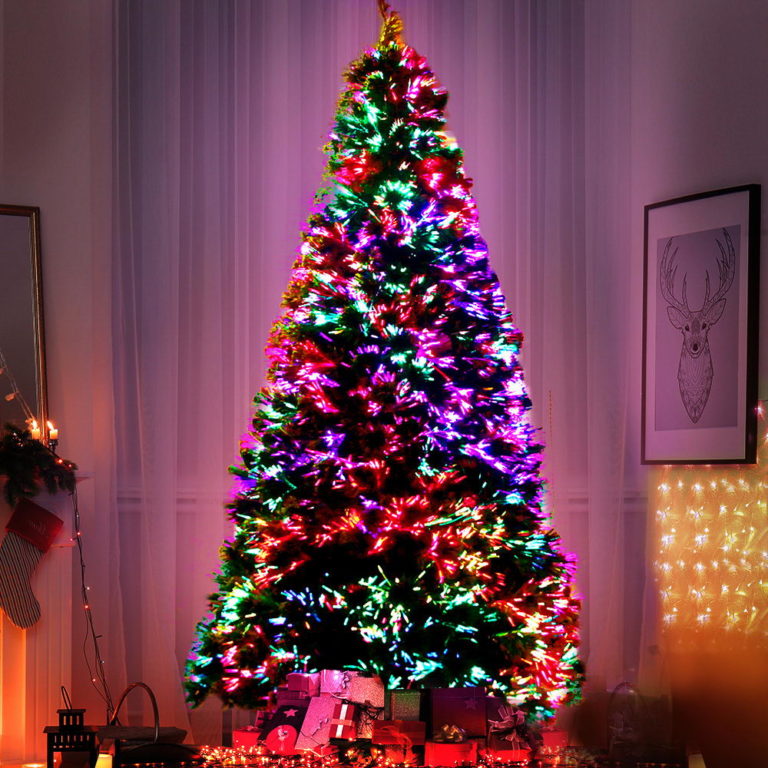 Jingle Jollys 1.8m Christmas Tree Optic Fibre LED Xmas tree 300 Tips ...